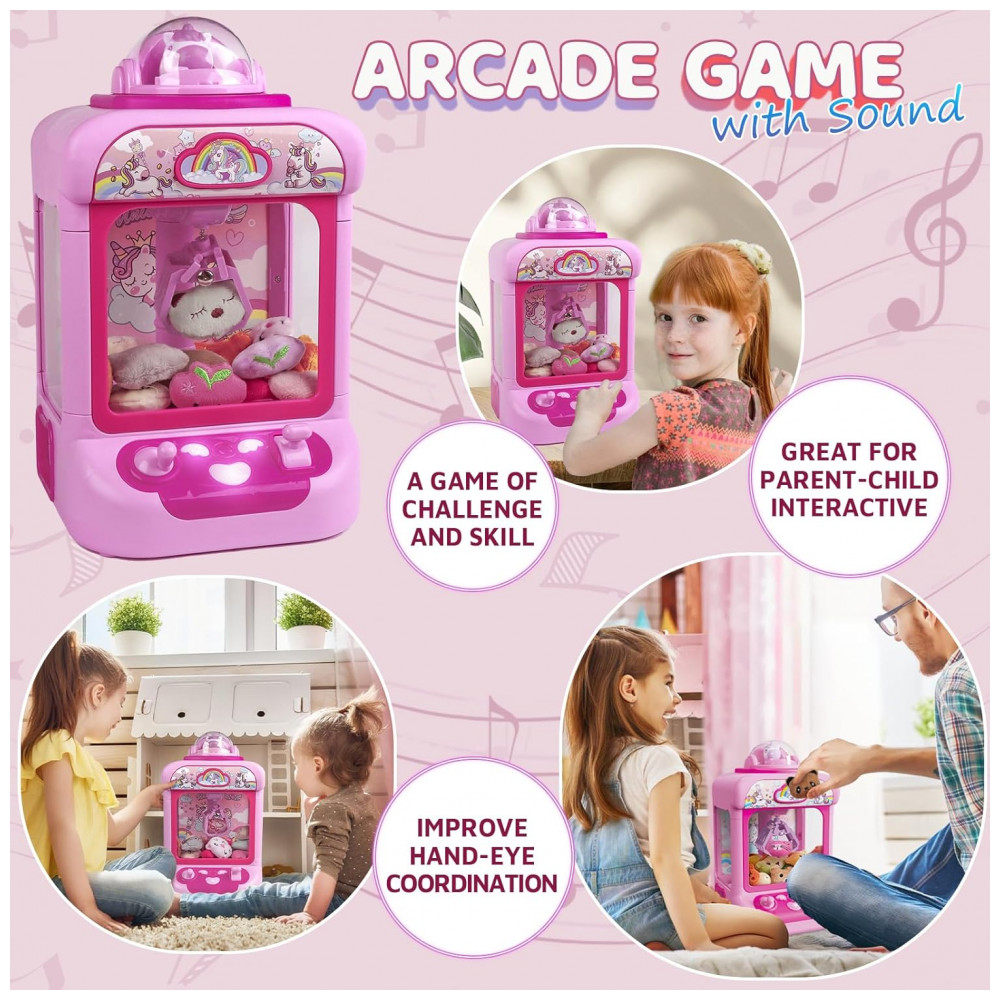 Mini Máquina de Garra Rabbit/Bunny Aiqi para Crianças com 20 Brinquedos, Luzes e Sons, Mini Vending Machine Eletrônica - Imagem 4