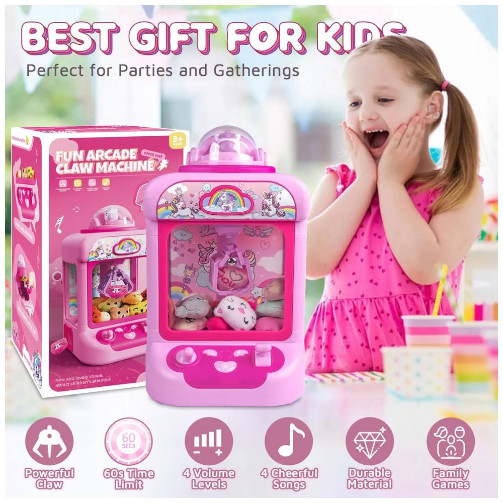 Mini Máquina de Garra Rabbit/Bunny Aiqi para Crianças com 20 Brinquedos, Luzes e Sons, Mini Vending Machine Eletrônica - Imagem 6