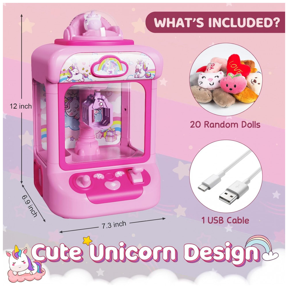 Mini Máquina de Garra Rabbit/Bunny Aiqi para Crianças com 20 Brinquedos, Luzes e Sons, Mini Vending Machine Eletrônica - Imagem 7