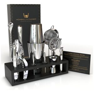 Kit Bn Profissional 11 Peças em Aço Inoxidável com Suporte e Livro de Receitas HIGHBALL CHASER Prateado