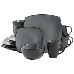 Aparelho de Jantar com 16 Peças em Cerâmica Serve 4 Pessoas Gibson Elite Soho Cinza Eclipse