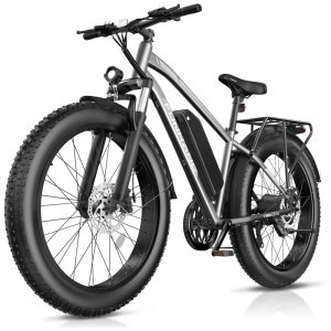 Bicicleta Elétrica Funhang EB-S1 26" Cinza Prata | Motor 1000W Bateria 48V 13Ah 7 Velocidades 5 Modos de Condução
