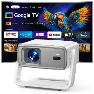 Projetor 4k com WiFi e Bluetooth 1800 ANSI Projetor Inteligente para Ambientes Externos com Foco Automático 4k e Controle por VozBNOE