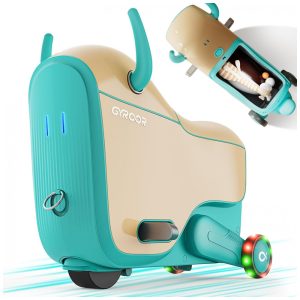 Carrinho elétrico infantil Gyroor GNU com rodas luminosas velocidades ajustáveis e compartimento de 14L