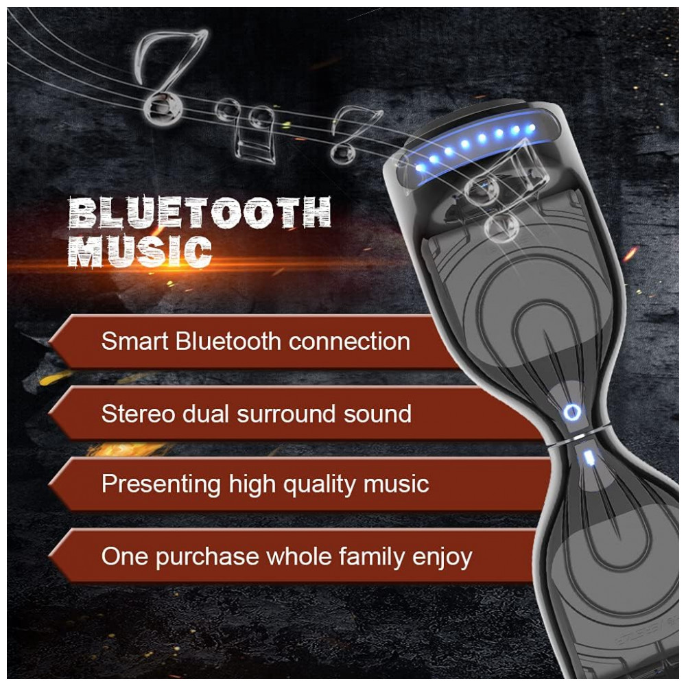 Hoverboard Certificado HS2.01 Bluetooth Flash Wheel com Luzes LED Patinete Elétrico Auto Equilibrante Cromado Preto - Imagem 3