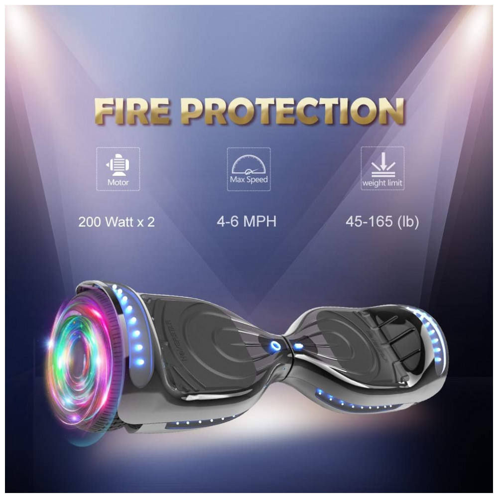 Hoverboard Certificado HS2.01 Bluetooth Flash Wheel com Luzes LED Patinete Elétrico Auto Equilibrante Cromado Preto - Imagem 4