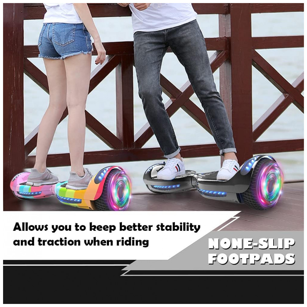 Hoverboard Certificado HS2.01 Bluetooth Flash Wheel com Luzes LED Patinete Elétrico Auto Equilibrante Cromado Preto - Imagem 5