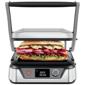 Grill Elétrico 5 em 1 com Revestimento Antiaderente e Placas de Grelhar Removíveis e Reversíveis 110V 1500W Chefman Prata