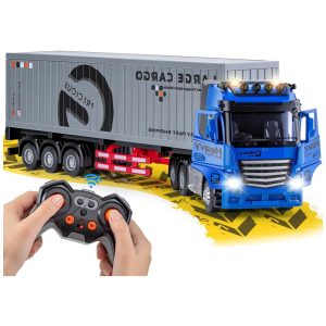 Caminhão Semi Truck de 9 Canais com Reboque de Metal Controle Remoto 2.4Ghz Luzes e Sons WEMOKA