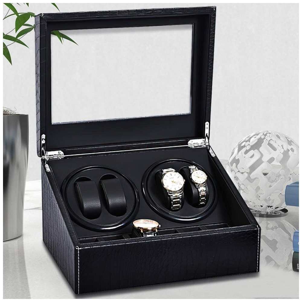 Caixa Estojo de Pele de Crocodilo PU Rotativo Automático para Relógios 9 Lugares J T Technology - Imagem 3