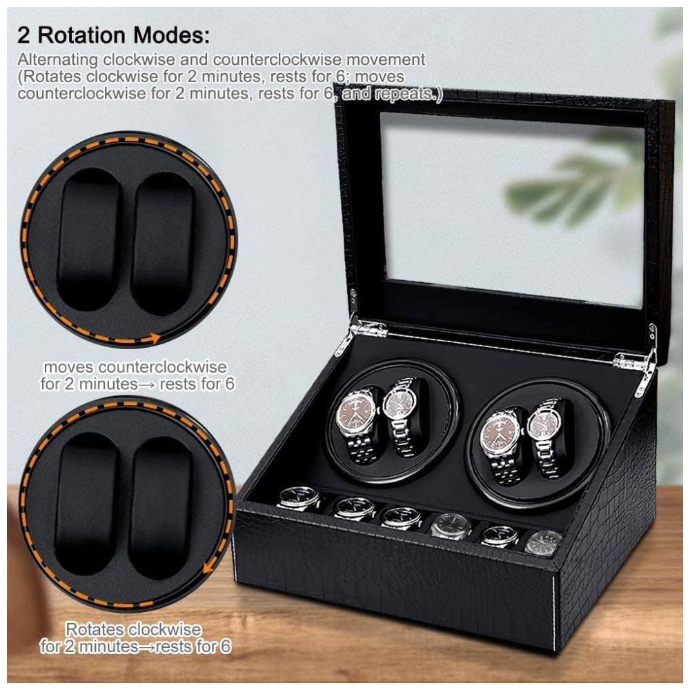 Caixa Estojo de Pele de Crocodilo PU Rotativo Automático para Relógios 9 Lugares J T Technology - Imagem 6