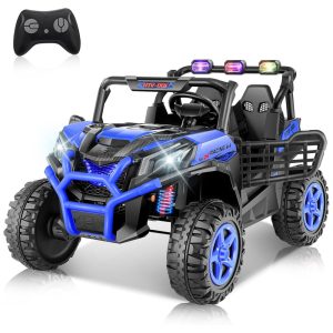 Carro Elétrico Infantil Jeep Off-Road com Controle Remoto 2 Lugares Painel Multifuncional Luzes Dianteiras e Traseiras 24V Hikole Azul