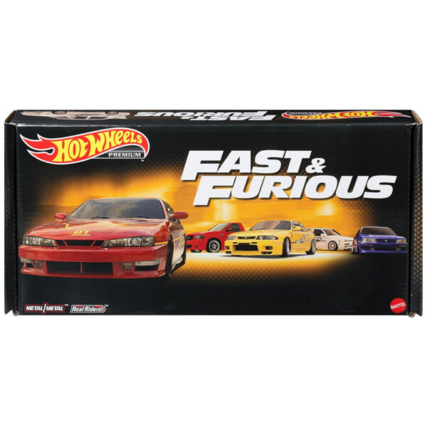 Carrinhos Hot Wheels, Pacote Premium Velozes e Furiosos, Conjunto de 5 Carrinhos em Escala 1:64 em Caixa Colecionável da Franquia Velozes e Furiosos