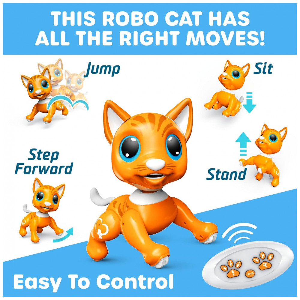 Robo Pets Gato Laranja – Robô Interativo com Controle Remoto, Gestos e Alimentação Programável para Crianças a Partir de 3 Anos - Imagem 3