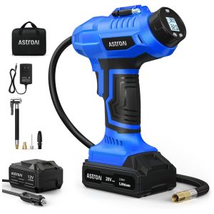 Compressor de Ar com Bateria Recarregável 20V 12V 160PSI ASTROAI Azul