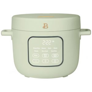 Panela elétrica de arroz e grãos Beautiful 26L verde com revestimento cerâmico 8 programas bandeja de vapor 500W 110V