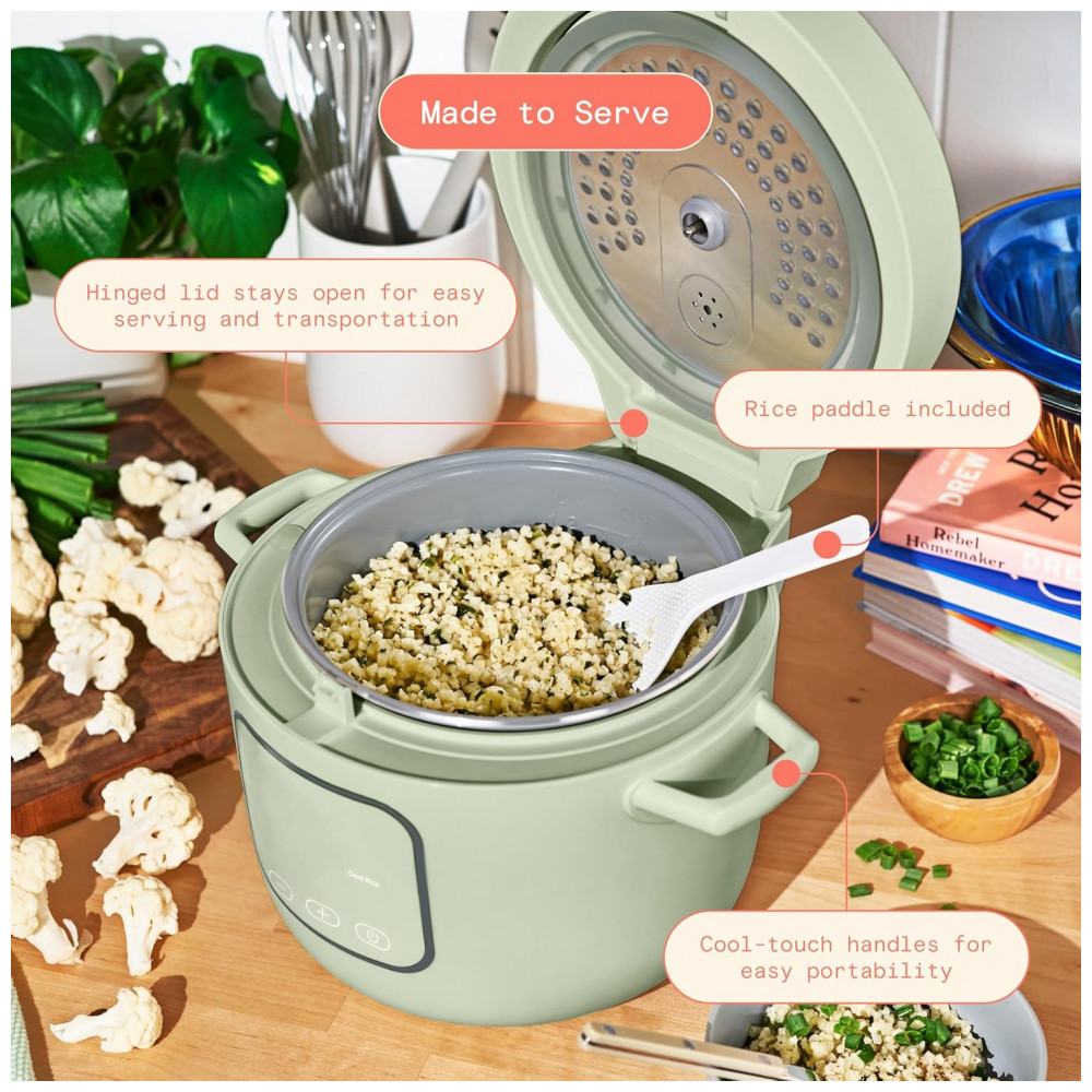 Panela elétrica de arroz e grãos Beautiful 26L verde com revestimento cerâmico 8 programas bandeja de vapor 500W 110V - Imagem 4