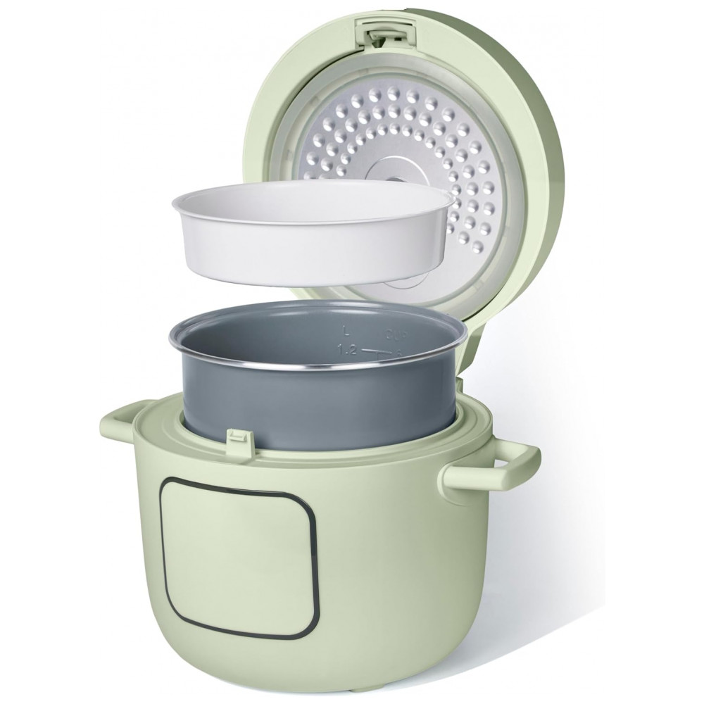 Panela elétrica de arroz e grãos Beautiful 26L verde com revestimento cerâmico 8 programas bandeja de vapor 500W 110V - Imagem 8