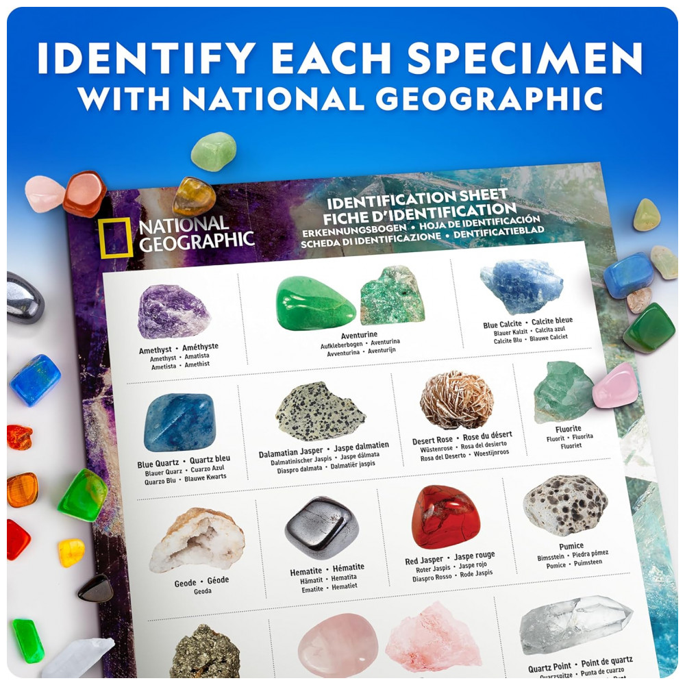 National Geographic Ultimate Rock, Mineral & Crystal Collection Kit – 300+ Peças de Pedras, Cristais e Geodos para Crianças, Atividade STEM, Multicolor - Imagem 6