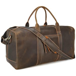 Polare Bolsa de Viagem Masculina Clássica de Couro Marrom
