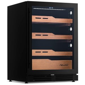 Umidor Elétrico NewAir 1500 Cigarros Sistema de Umidificação Integrado Função de Aquecimento e Resfriamento Opti-Temp Temperatura Precisa.