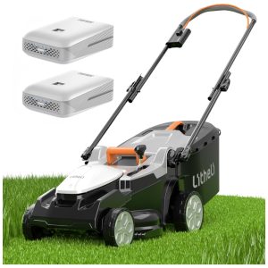 Cortador de Grama Elétrico sem Fio Litheli 40V 2 x 20V  com Ajuste de Altura Leve e Portátil Inclui 2 Baterias de 4.0AH