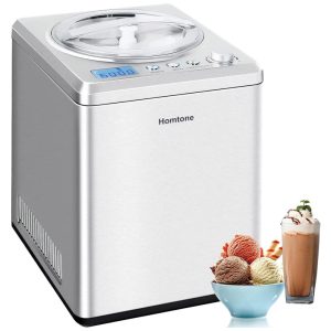 Máquina de Sorvete Automática 25L com Visor Digital LCD Temporizador Sem Pré-Congelamento e Compressor Integrado 110V 250W Homtone Prata