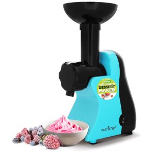 Electric Maker Máquina de Sorvete de Frutas Faz Sobremesas de Sorvete Vegano Saudáveis Gelato de Servir Suave Smoothie Slushie Iogurte Congelado Sem Laticínios com Livro de Receitas NUTRICHEF NCIM30 Azul turquesa