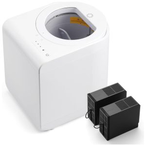 Composteira Elétrica de Cozinha 25L com Lâmina Tripla SHARKSDEN® e Tampa de Vidro Visual 110V Airthereal Branca