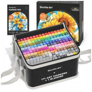 Kit de Canetas Profissionais Permanentes com Estojo e Bolsa para Transporte 172 Peças Shuttle Art