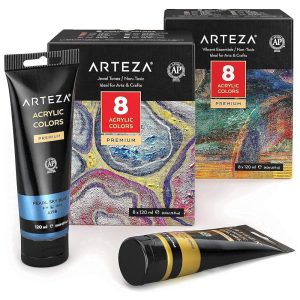 Kit de Tinta Acrílica Profissional com Cores Essenciais 2 Peças ARTEZA