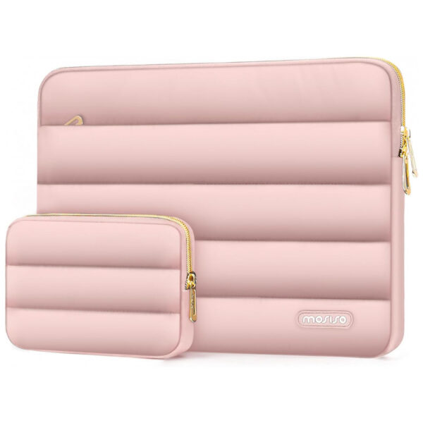 MOSISO Sleeve 15-15.6" para Laptop 16" Compatível com MacBook Pro 16, HP, Dell, ASUS, Acer, Lenovo, Bolsa de Poliéster com Estojo Pequeno, Rosa