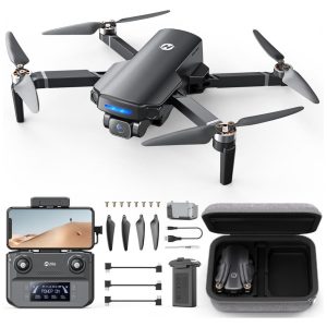 Drone Aéreo com GPS e Câmera 4K UHD para Iniciantes Quadricóptero FPV RC Dobrável Holy Stone HS360S Preto