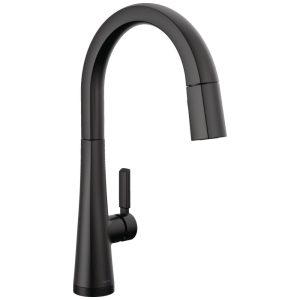 Torneira Cozinha com Tecnologia Delta Touch2O e Pulverizador Pull Down Delta Monrovia 9191T-BL-DST Preto Fosco