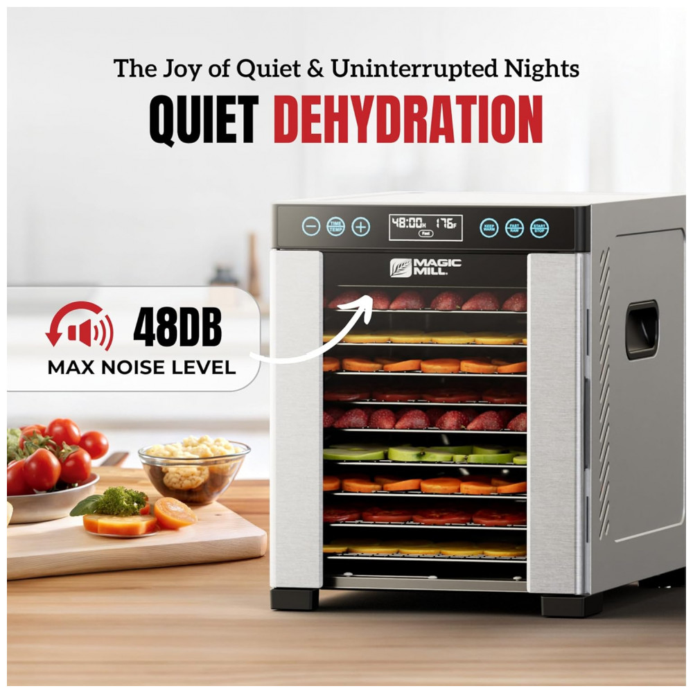 Desidratador de Alimentos Magic Mill Pro com 10 Bandejas em Aço Inoxidável para Jerky, Petiscos para Cães, Ervas, Carne, Frutas - Imagem 5