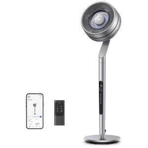 Ventilador Pedestal com 6 Modos 10 Velocidades Temporizador 12H Omnidirecional de 120°+ 85° Controle Remoto Voz e APP 110V 36W Dreo DR-HPF005S Prata