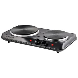 Cooktop Elétrico Duplo com 2 Queimadores e Controle de Temperatura 110V 1700W Ovente Preto