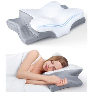 Travesseiro Ortopédico Cervical Ergonôimico Tamanho Queen com Espuma de Memória Cozyplayer Cinza
