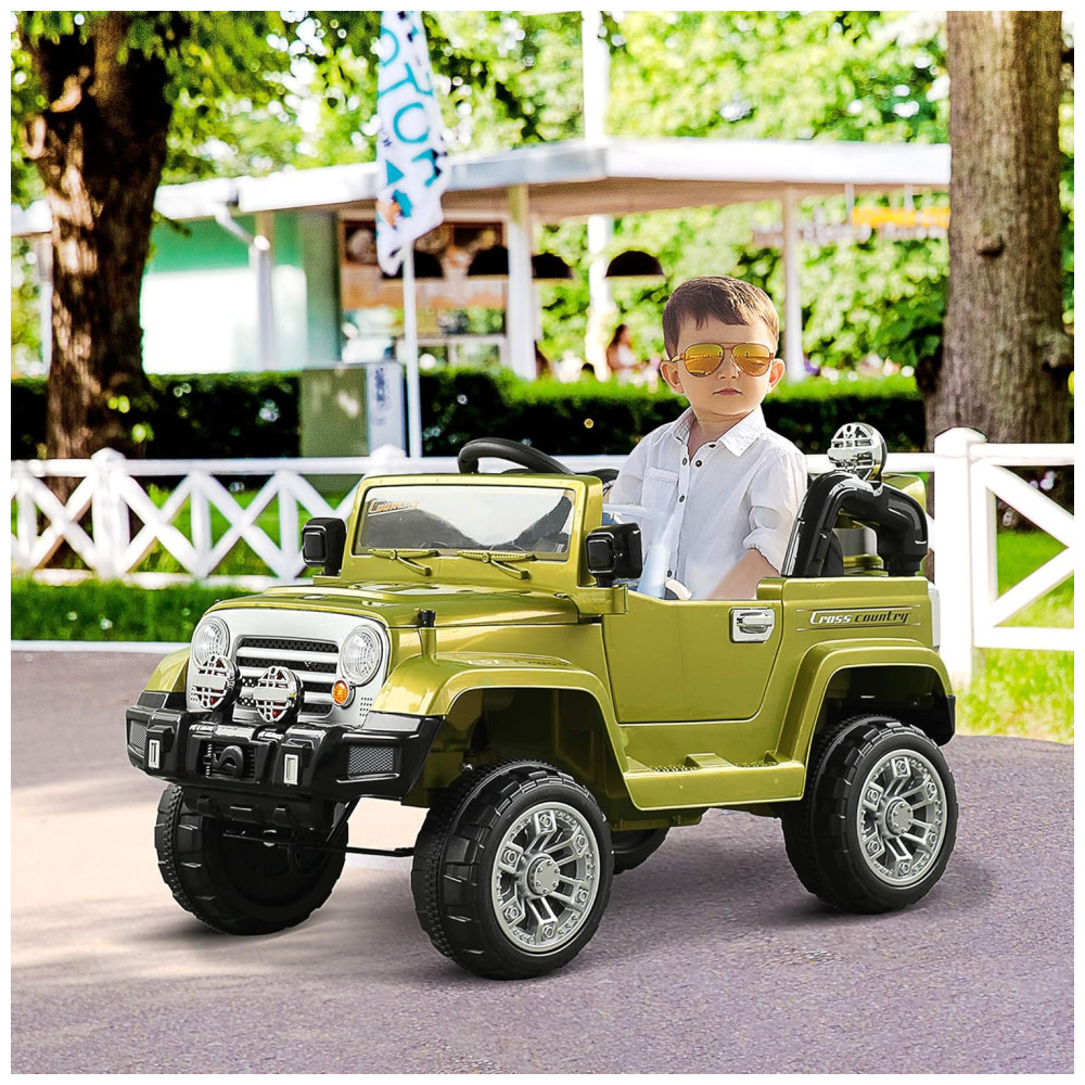 Carrinho Carro Elétrico 1 lugar 12V com controle remoto USB MP3 3 km por hora 2 a 6 anos AOSOM Verde - Imagem 2