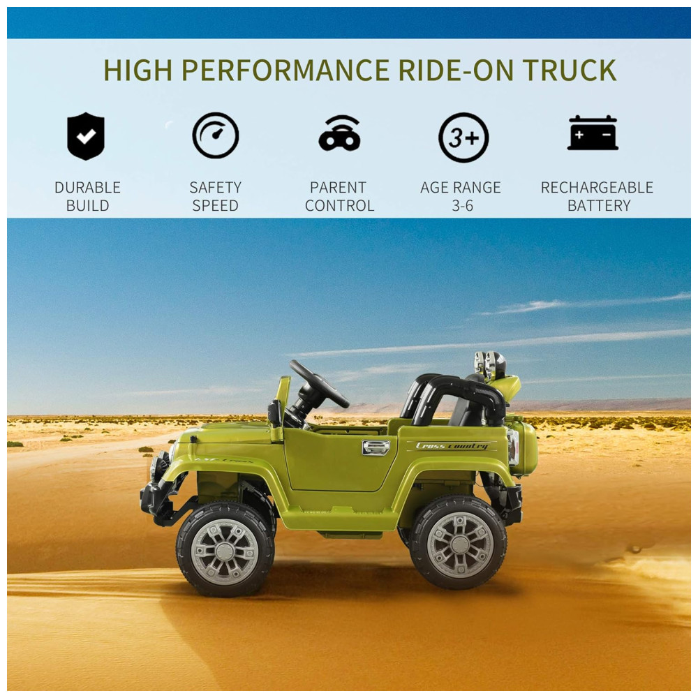 Carrinho Carro Elétrico 1 lugar 12V com controle remoto USB MP3 3 km por hora 2 a 6 anos AOSOM Verde - Imagem 3