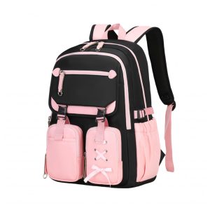 Mochila escolar TYHOTULY infantil juvenil rosa laço decorativo grande capacidade 23 L