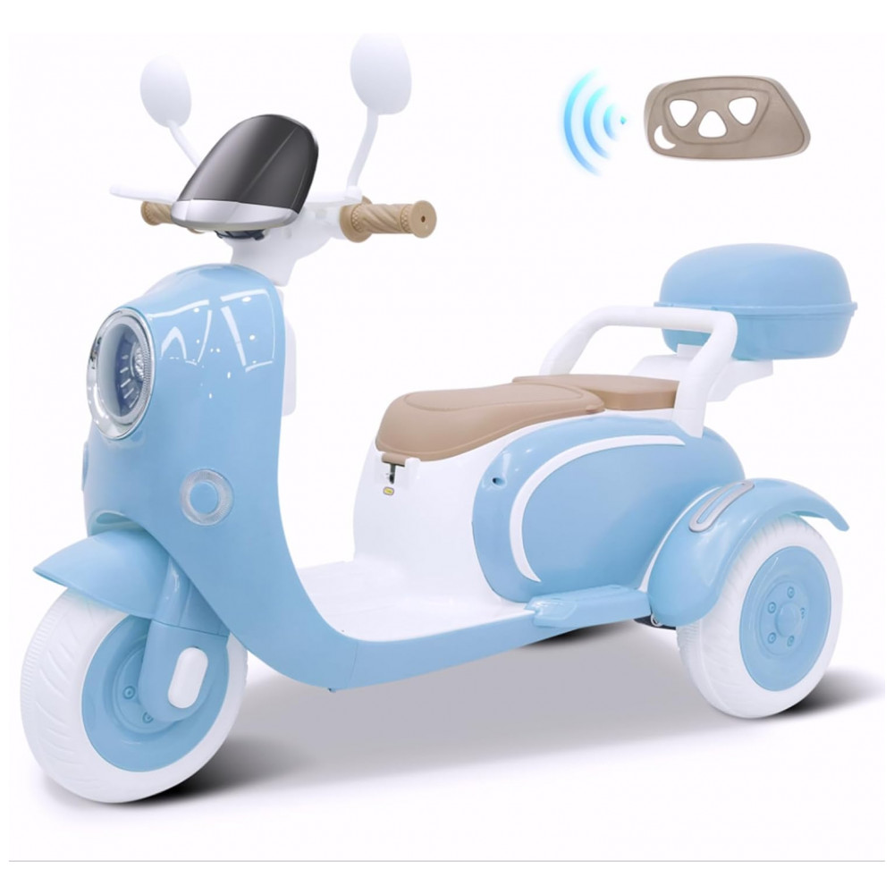 Moto Elétrica Infantil Letsgoride 12V Azul 2 Lugares 3 Rodas com Controle Remoto Baú Bluetooth LED e Buzina 2x50W - Imagem 8