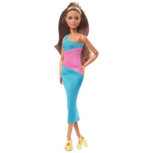 Boneca Barbie Inspirada na Coleção Clássicas com Vestido Midi e Cabelo Longo Rosa