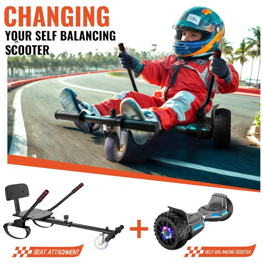 Hoverboard com Assento para Crianças e Adultos, Auto Balanceamento 6,5 e 8,5 polegadas, Bluetooth com Luzes LED Coloridas - Kart com Rodas Grandes 8,5" - Imagem 2