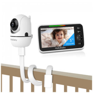 Babá Eletrônica HelloBaby Sem WiFi Tela IPS 5" Bateria 30h Suporte Flexível HB6580