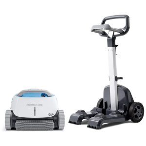 Robô Aspirador de Piscina com Cabo e Carrinho de Transporte para Piscinas de 15 Metros 110V Dolphin Proteus DX4 Branco