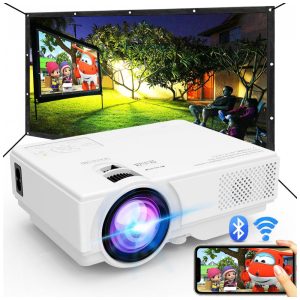 Mini Projetor NISOO Branco WiFi Bluetooth 1080P LED M10 200W