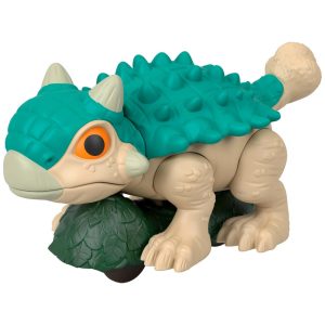 Fisher-Price Imaginext Jurassic World Rebirth Ankylosaurus dinossauro de empurrar 14 cm com rodas e movimento articulado