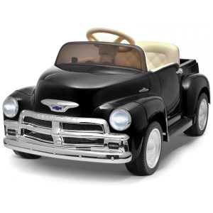 Carro Elétrico Infantil Chevrolet 3100 Pickup Licenciado Joywhale 12V 1 Lugar 2 Motores Controle Remoto 3 Velocidades Retrô Preto