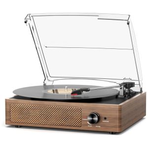 Toca-discos de Vinil com Bluetooth 2 Caixas de Som 3 Velocidades 3 Tamanhos Saída AUX Saída RCA Entrada para Fone de Ouvidocotsoco